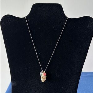 Betsey Johnson Gold and Pink Skull Necklace